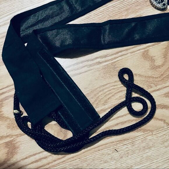 New Black Cloth Belt With Large Silver Skull Buckle - Picture 4 of 6